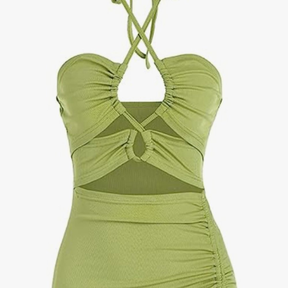 Light green midi halter dress